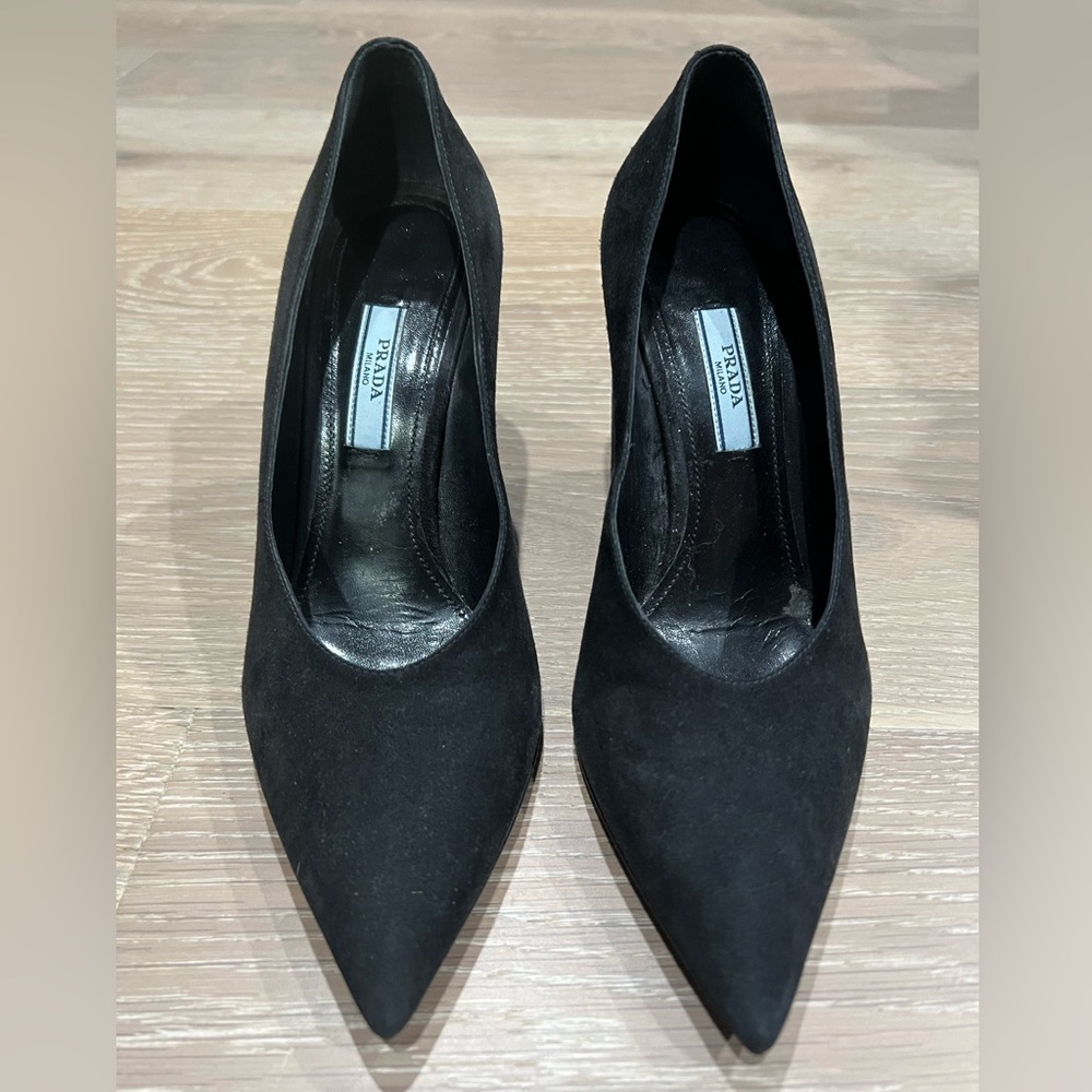 Prada Suede Block Heels - 36.5 Calzature Donna Camoscio